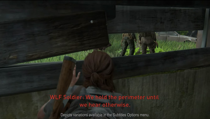 Legenda em The Last of Us II, um dos recursos de acessibilidade