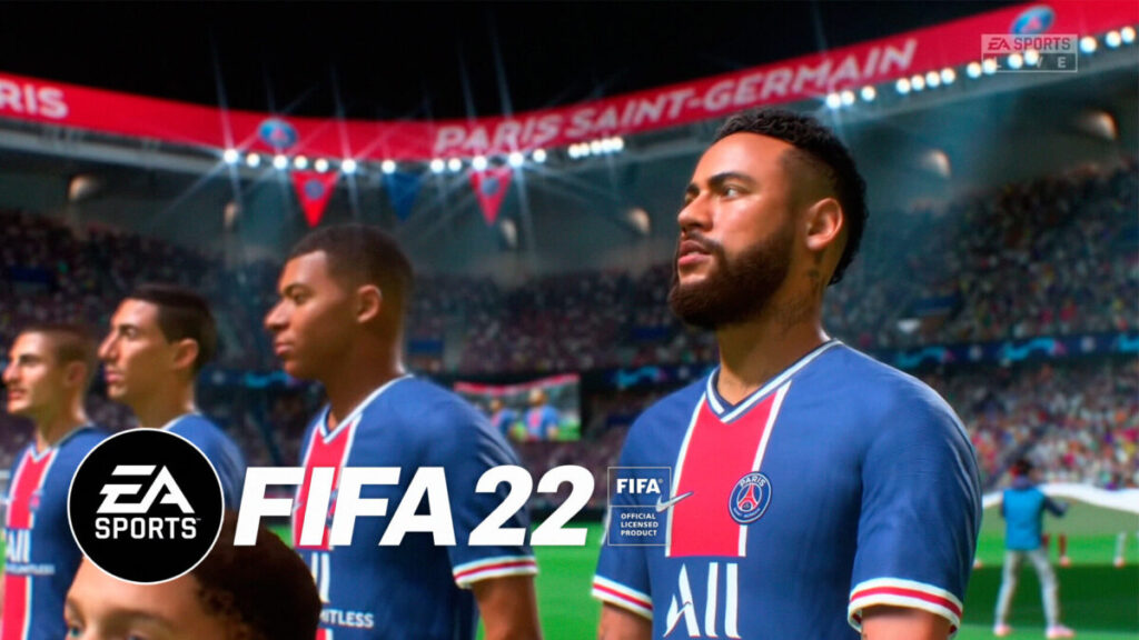 Jogadores cantando hino antes da partida em FIFA 22 | Divulgação/EA