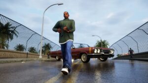 CJ com arma em GTA: The Trilogy - Definitive Edition | Divulgação/Rockstar Games