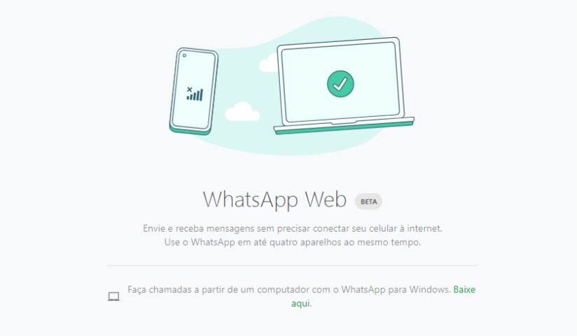 Mensagem referente a nova atualização do WhastsApp Web | Divulgação/WhatsApp