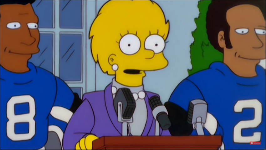 Lisa Simpson discursa como presidente dos EUA