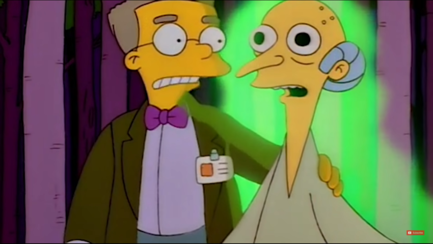 Mr. Burns sob efeito de radiotividade - responsável por pregar a paz mundial e conseguir
