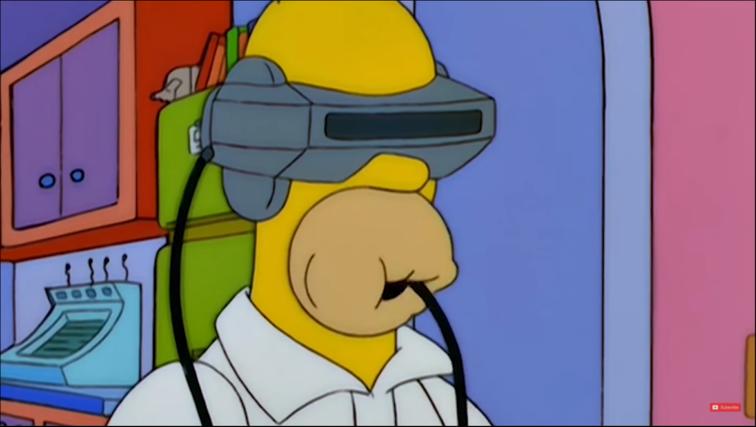 Homer Simpsons comendo comida virtual