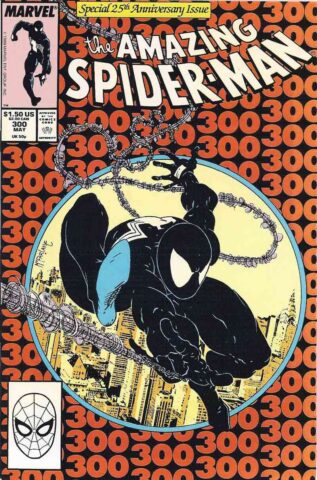 Capa da revista número 300 de The Amazing Spider Man em que há o encontro entre o herói e Venon.