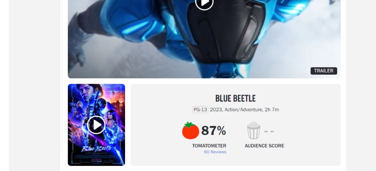 Besouro Azul estreia com 88% no RottenTomatoes, melhor aprovação de um  live-action de herói em 2023