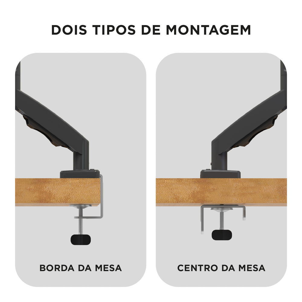 Fixação na borda e no centro da mesa