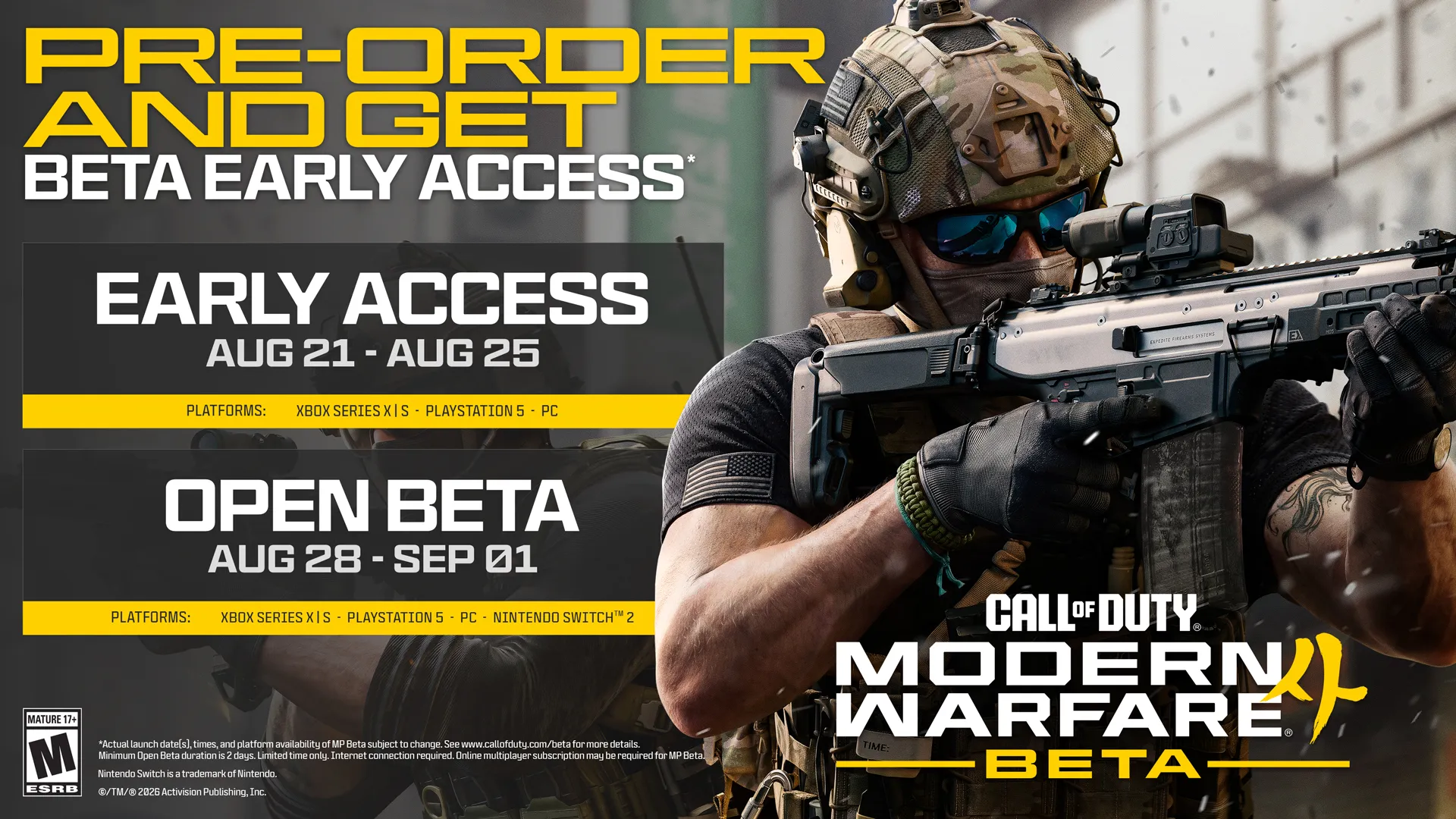 Datas oficiais dos dois fins de semana do beta