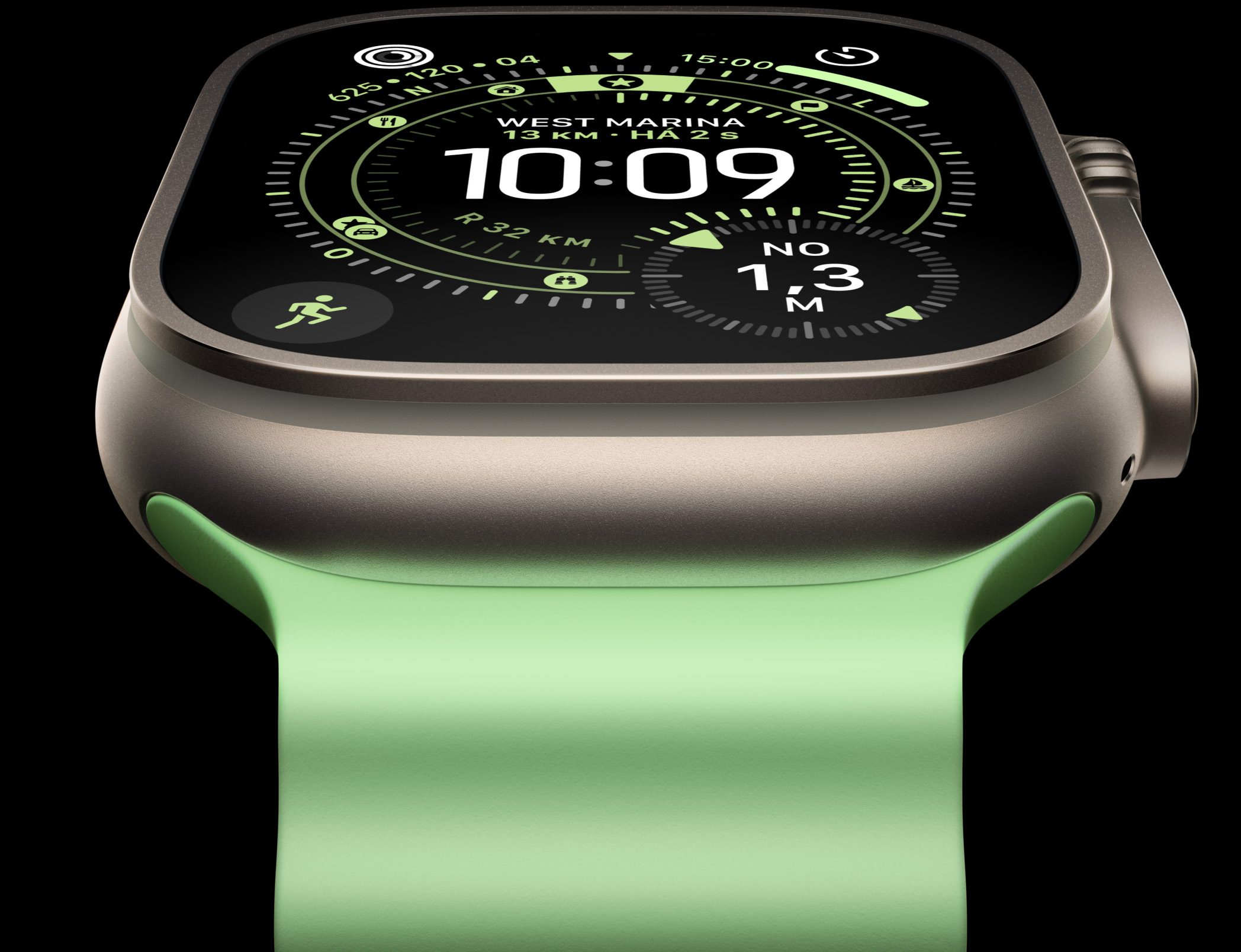 Apple Watch Ultra 3 em titânio natural com pulseira Ocean