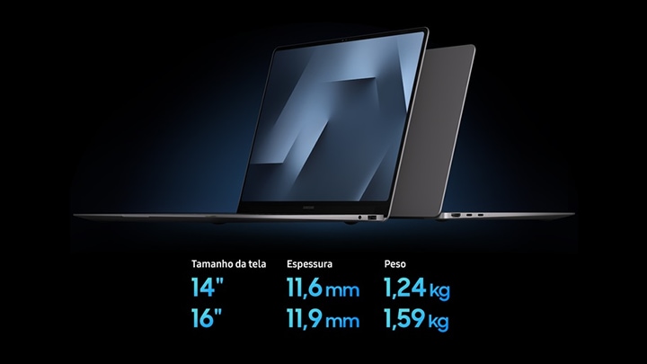 Perfil fino do Galaxy Book6 Pro