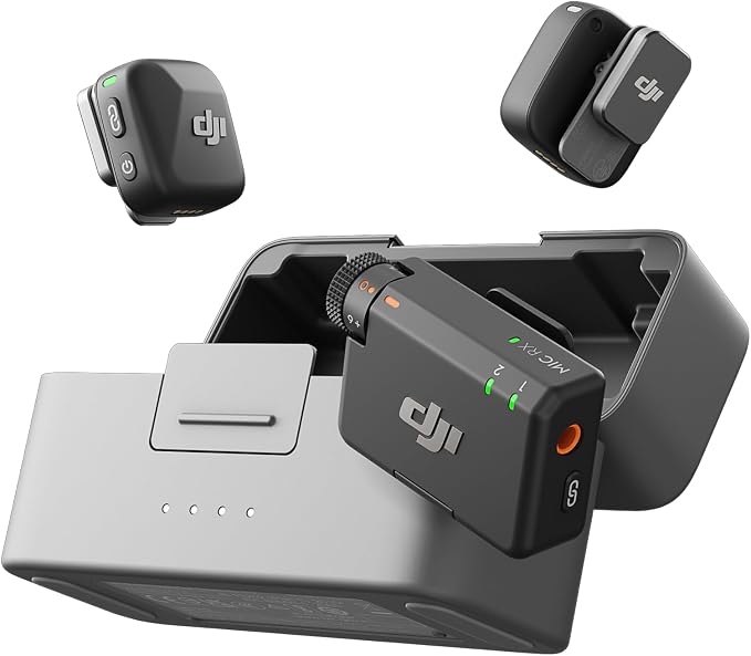 Kit DJI Mic Mini com dois transmissores, receptor e estojo