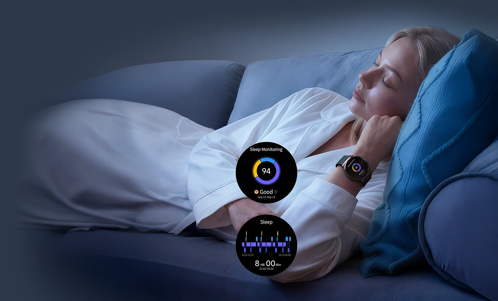 Monitoramento de sono exibido no Haylou Solar Lite 2