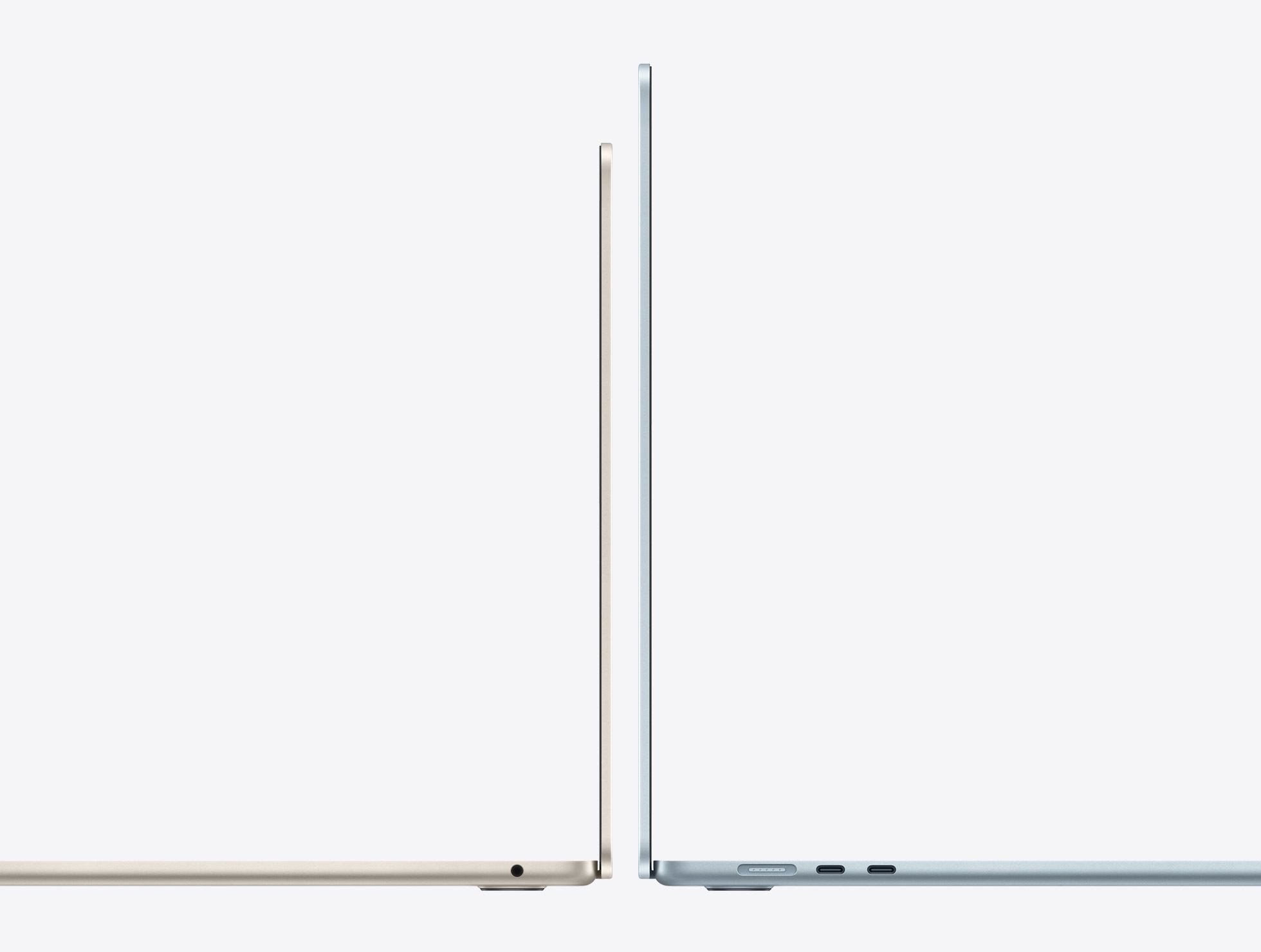 MacBook Air de 13 e 15 polegadas em comparação de tamanho