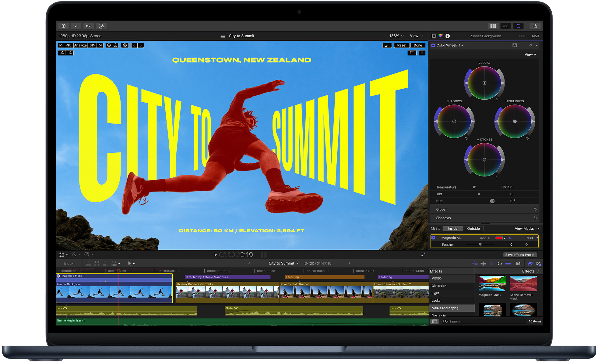 MacBook Air M5 executando edição de vídeo