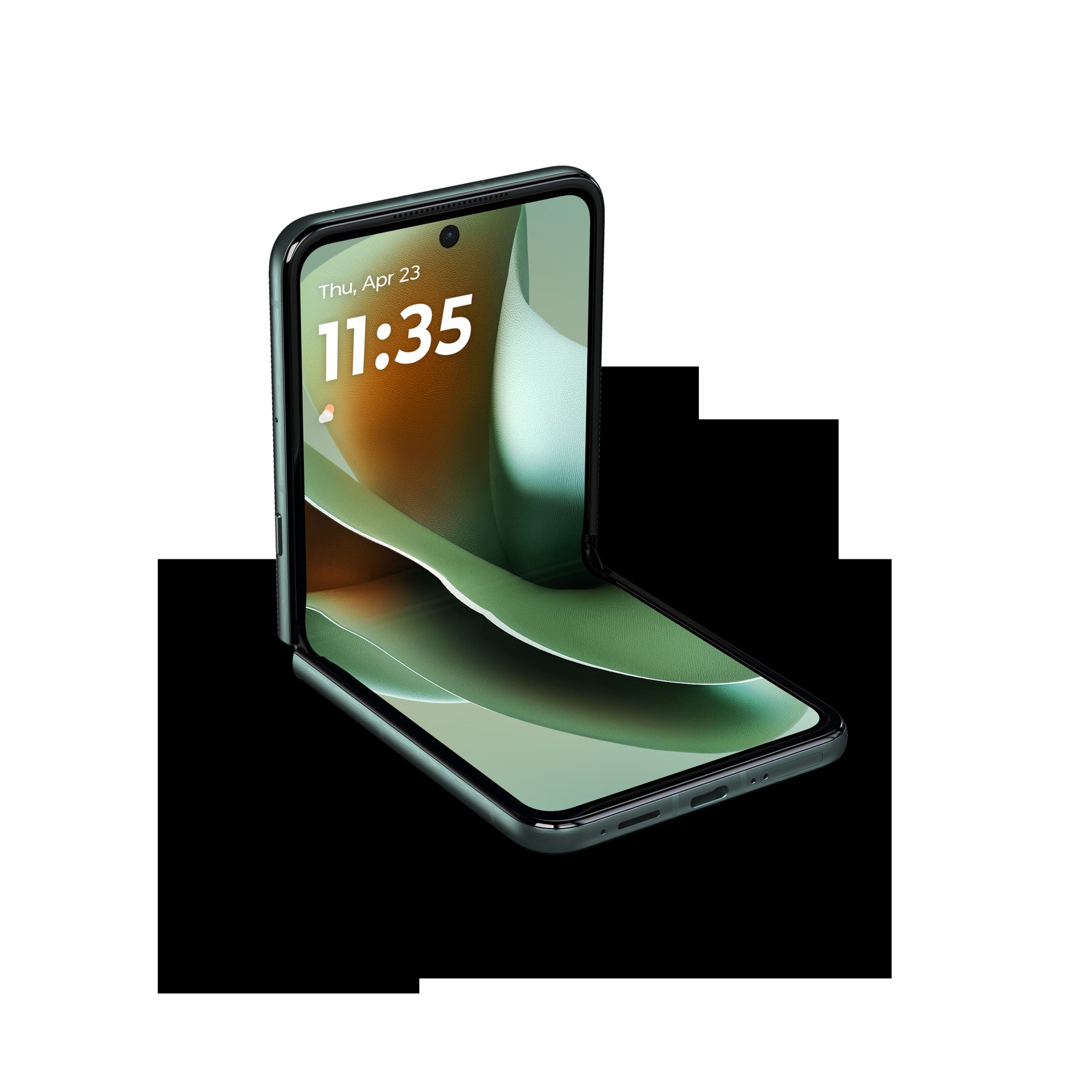 Motorola Razr 60 Ultra Scarab parcialmente dobrado