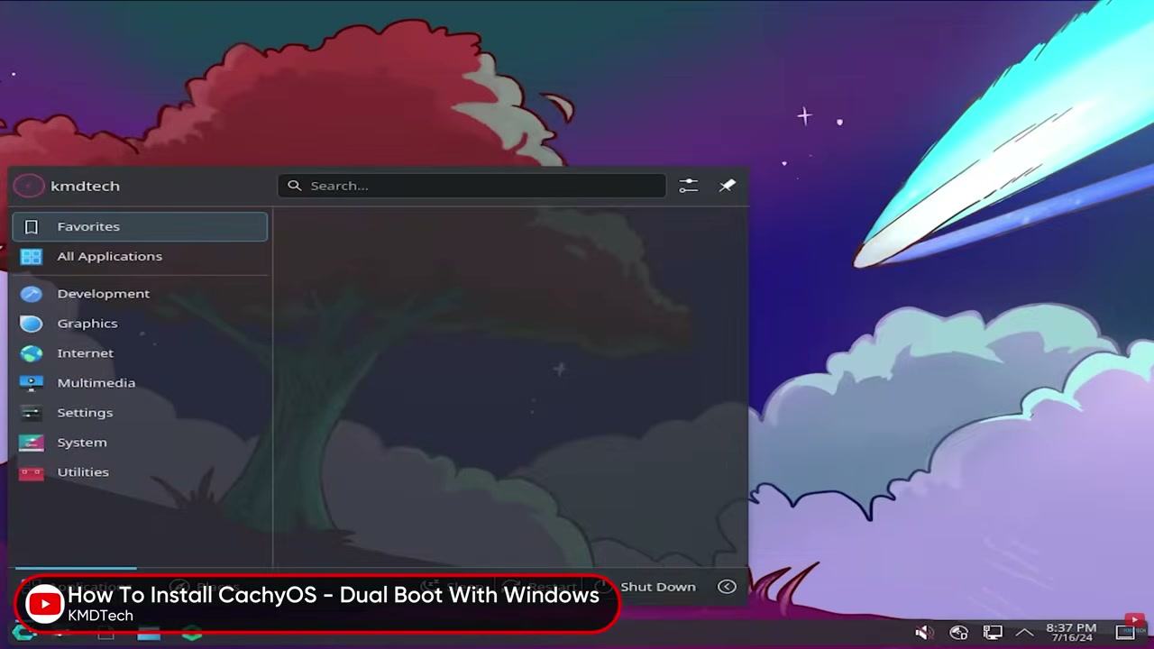 Loja de aplicativos e configurações em um desktop Linux