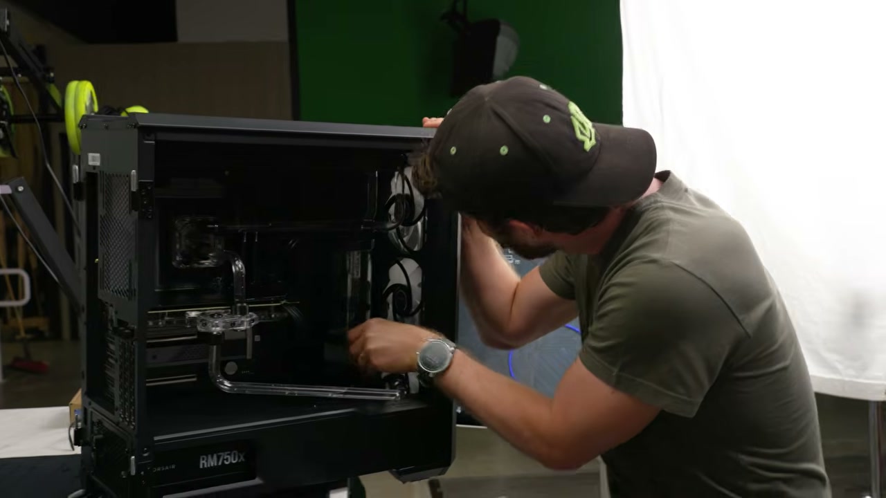 Montagem de radiador grande dentro de um computador