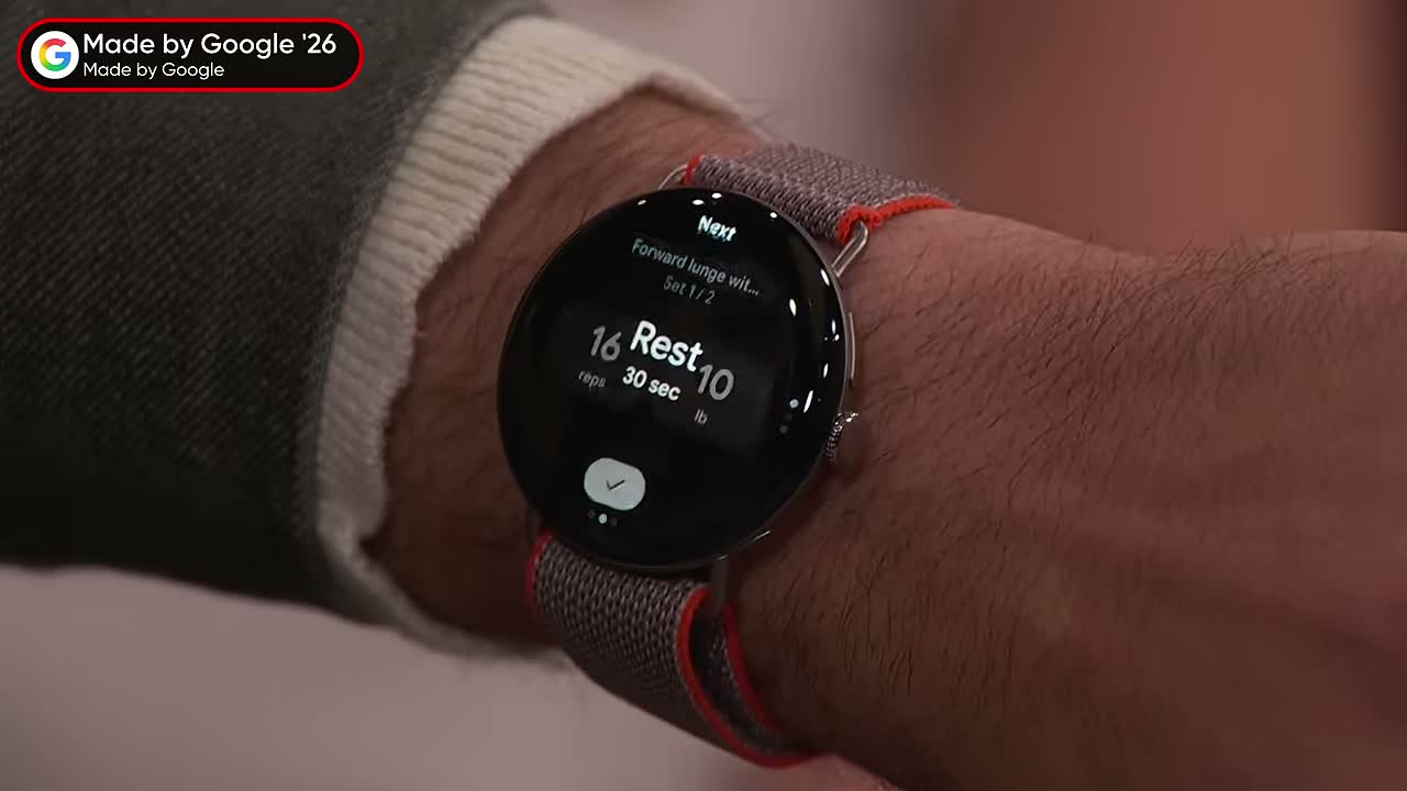 Pixel Watch exibindo intervalo de descanso durante treino