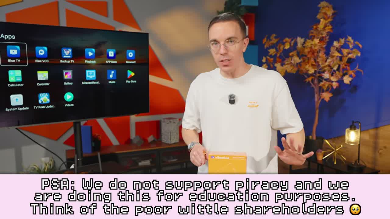 Tela inicial de uma TV box com grade de aplicativos