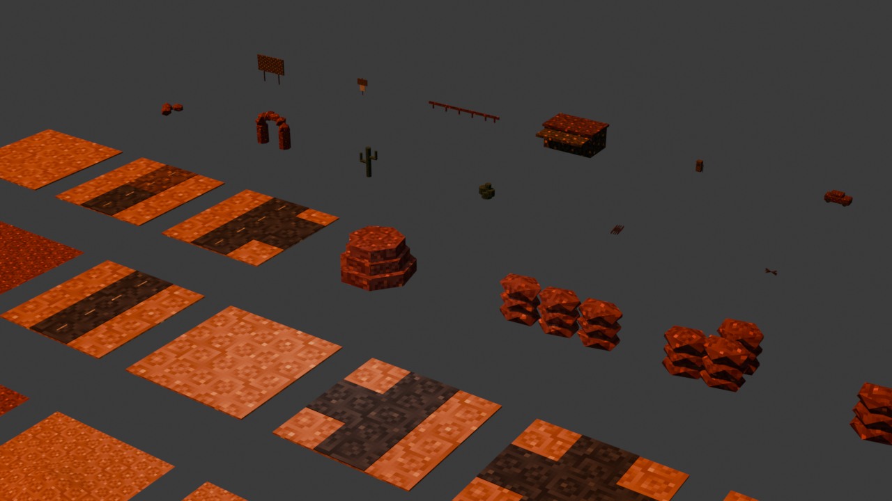 Kit PS1 de estrada deserta: assets modulares para Blender, Godot, Unity e Unreal